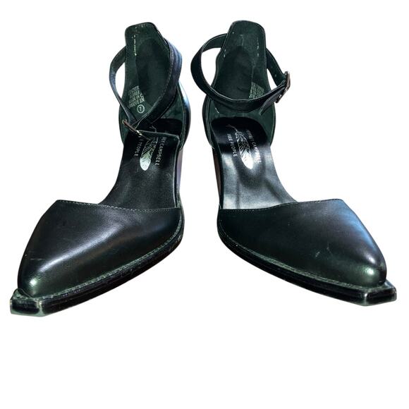 Jeffrey Campbell-Free People Black Leather Wedge Ankle-strap Heels- 7 - Picture 3 of 15